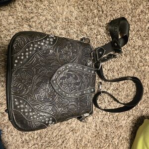 Montana West Black Floral Embossed Crossbody Bag